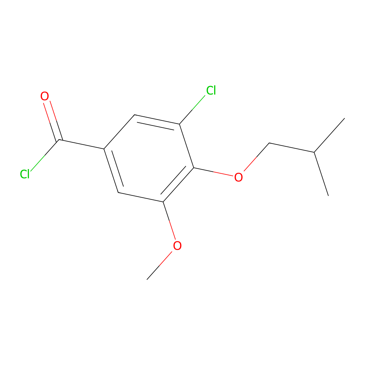 3-Chloro-4-isobutoxy-5-methoxy-benzoyl chloride molecular structure, CAS 1344692-83-6