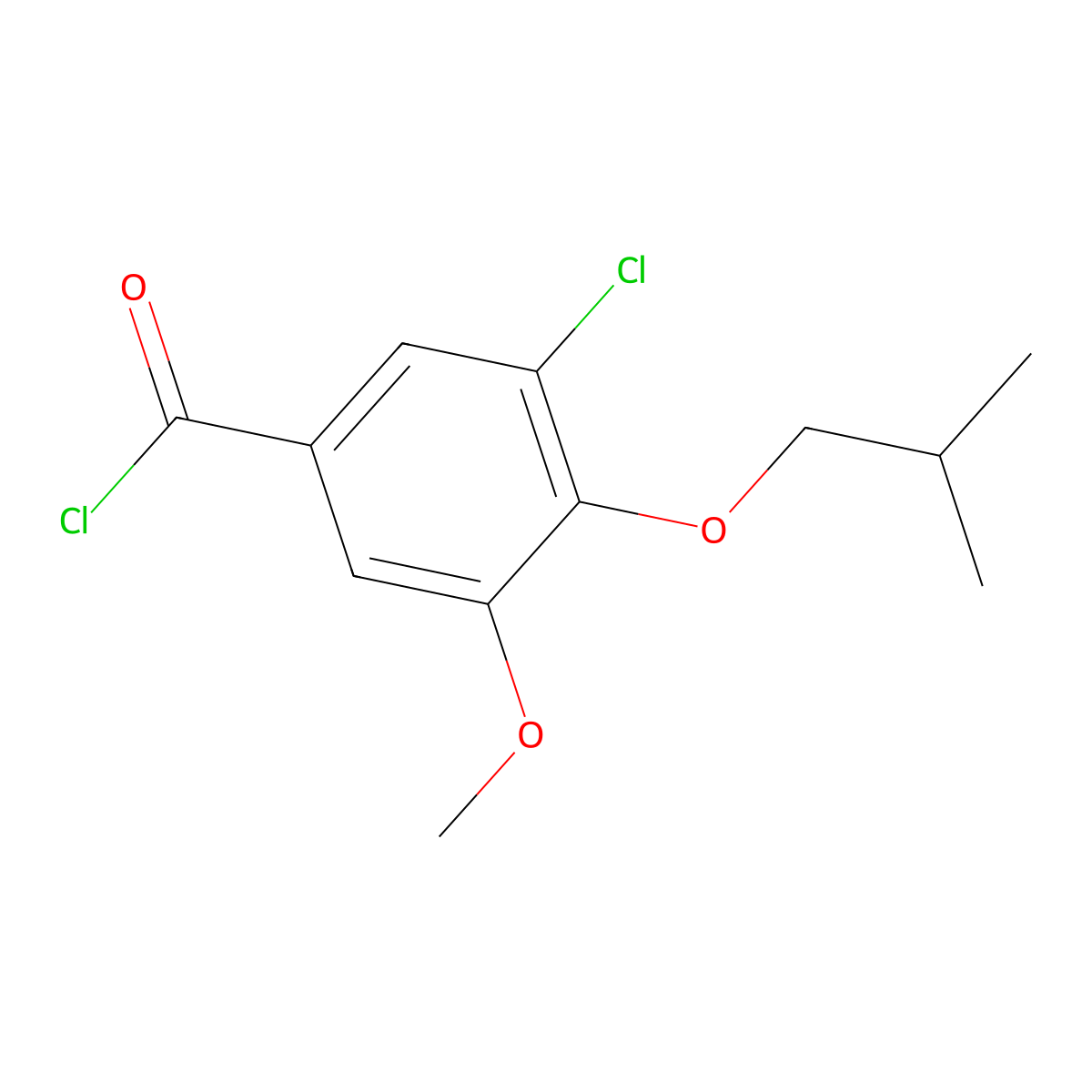 3-Chloro-4-isobutoxy-5-methoxy-benzoyl chloride molecular structure, CAS 1344692-83-6