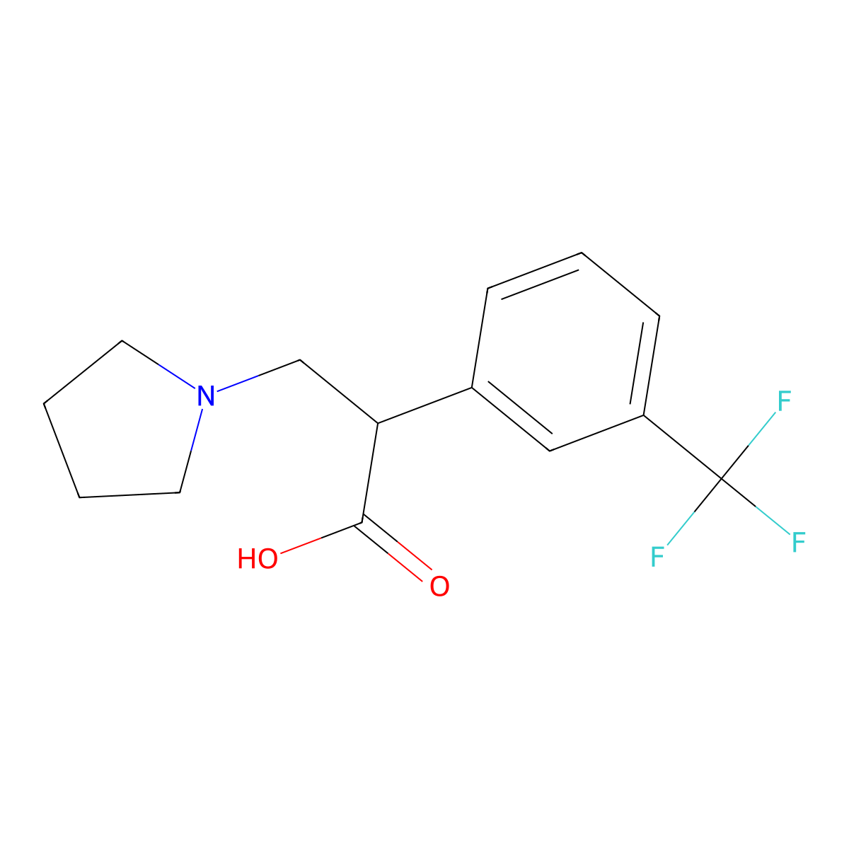3-(Pyrrolidin-1-yl)-2-(3-(trifluoromethyl)phenyl)propanoic acid molecular structure, CAS 1344692-85-8