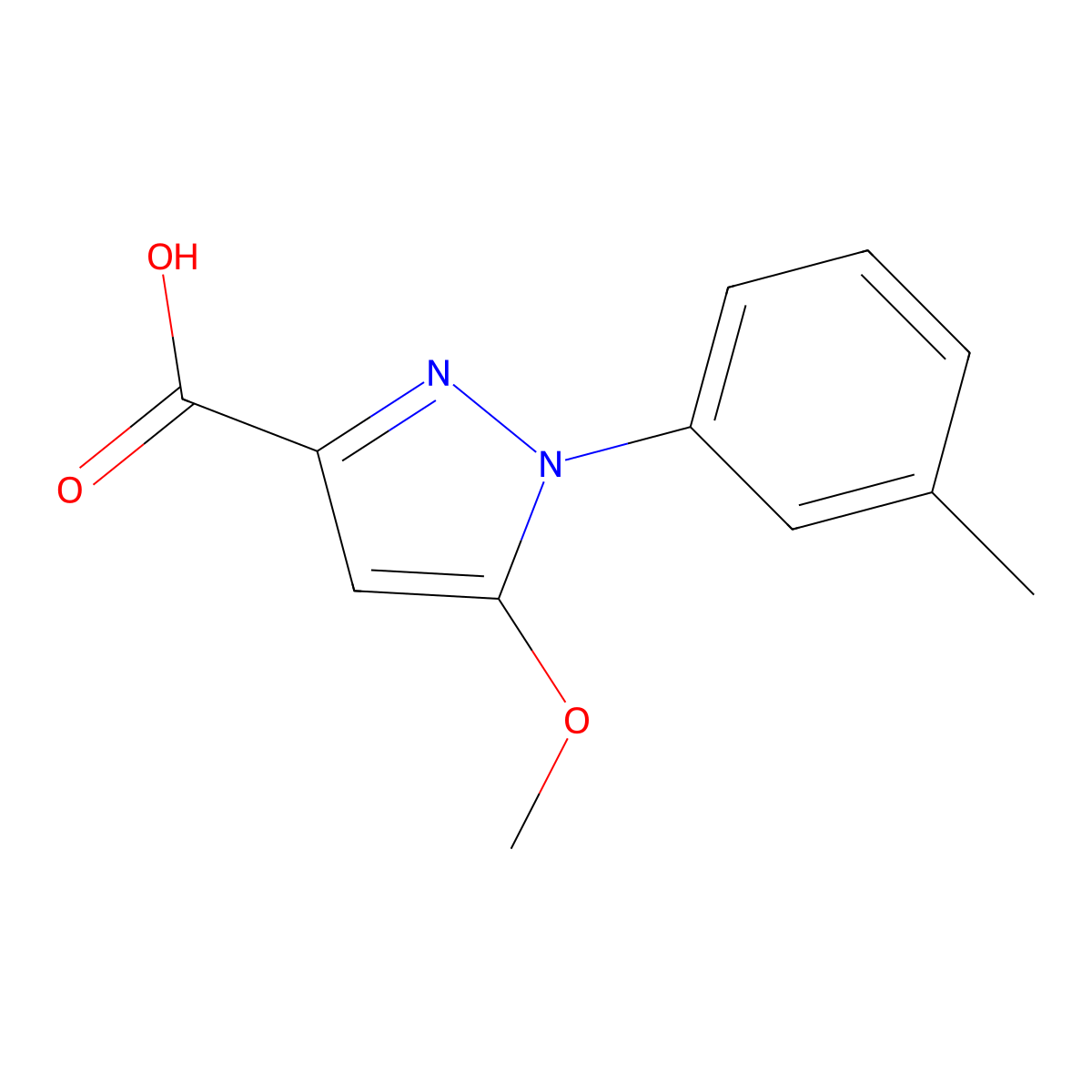 5-Methoxy-1-(m-tolyl)-1H-pyrazole-3-carboxylic acid molecular structure, CAS 1344692-96-1