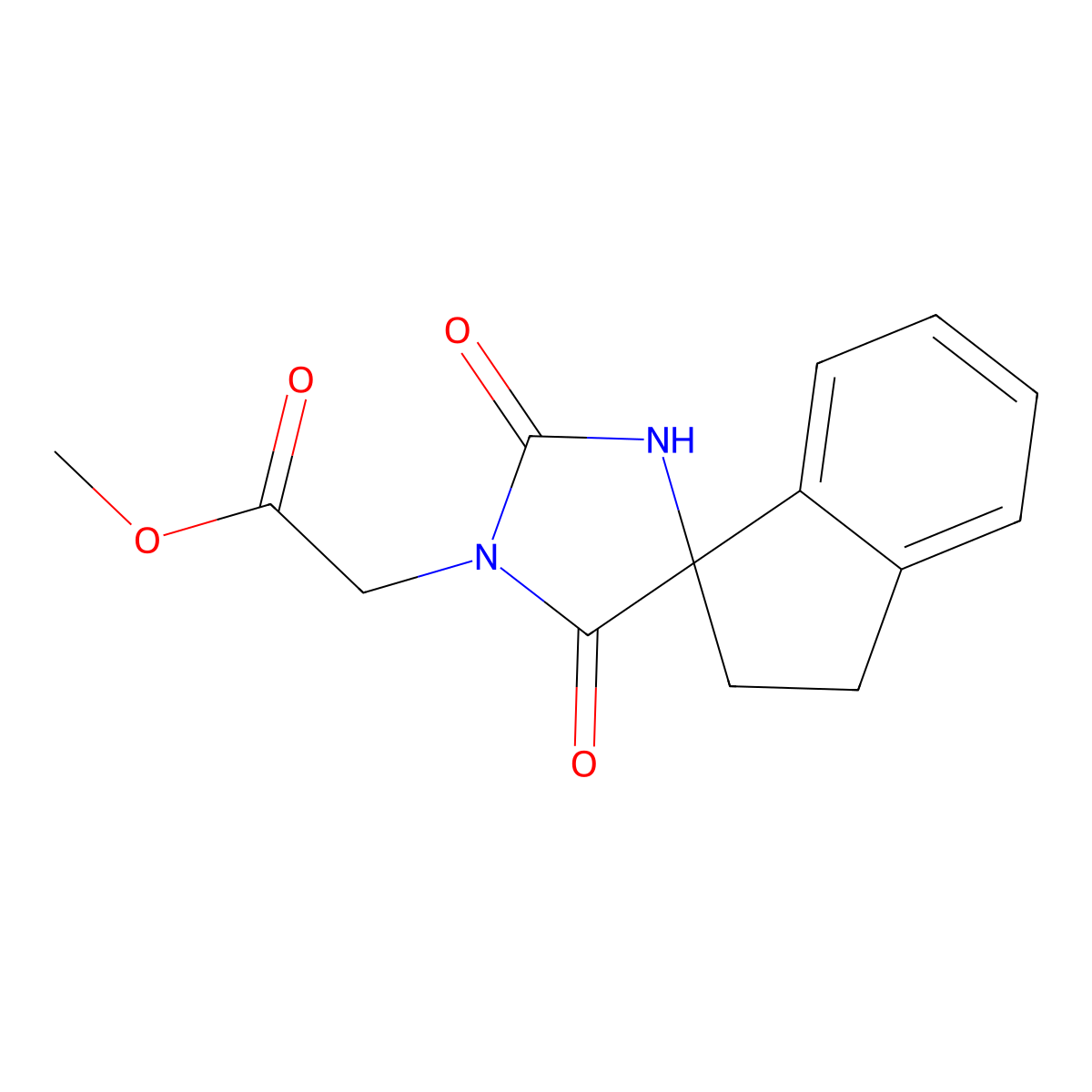Methyl 2-{2,5-dioxo-2',3'-dihydrospiro[imidazolidine-4,1'-indene]-1-yl}acetate molecular structure, CAS 1344702-18-6