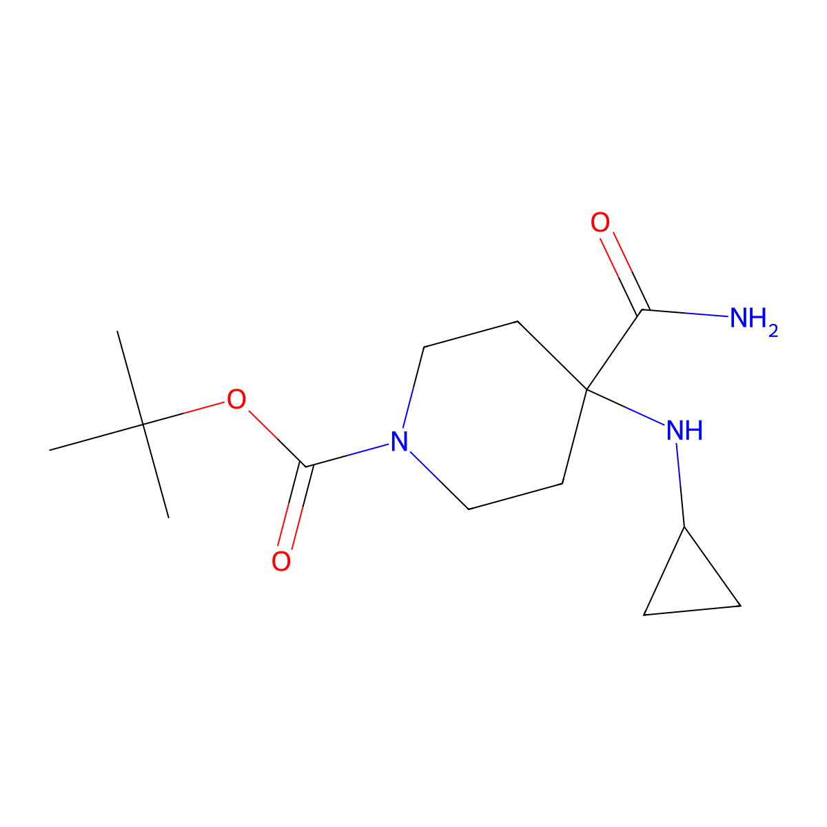 Tert-butyl 4-carbamoyl-4-(cyclopropylamino)piperidine-1-carboxylate molecular structure, CAS 1344702-28-8