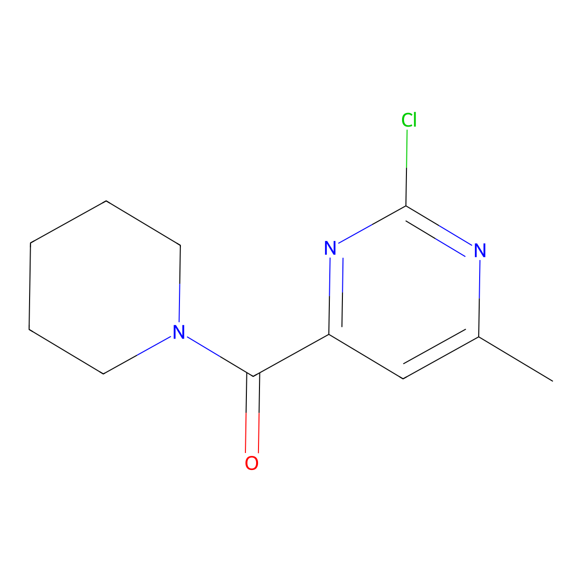 (2-Chloro-6-methylpyrimidin-4-yl)(piperidin-1-yl)methanone molecular structure, CAS 1344704-33-1