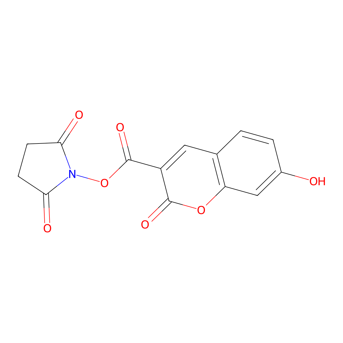 7-Hydroxycoumarin-3-carboxylic acid N-succinimidyl ester molecular structure, CAS 134471-24-2