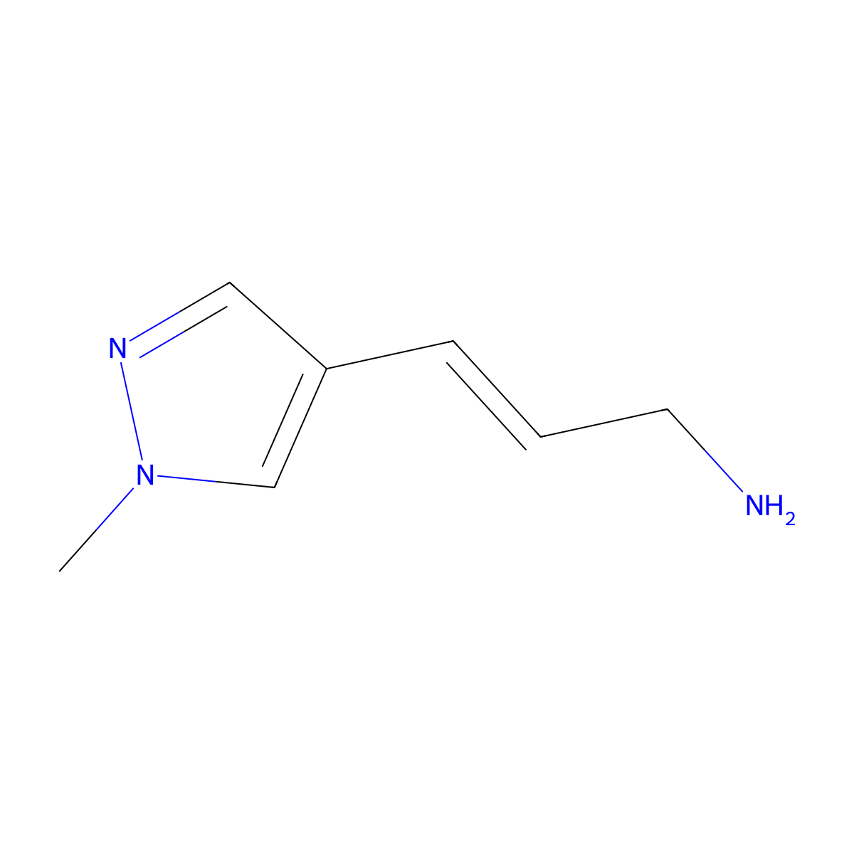 3-(1-methyl-1H-pyrazol-4-yl)prop-2-en-1-amine molecular structure, CAS 1344742-60-4