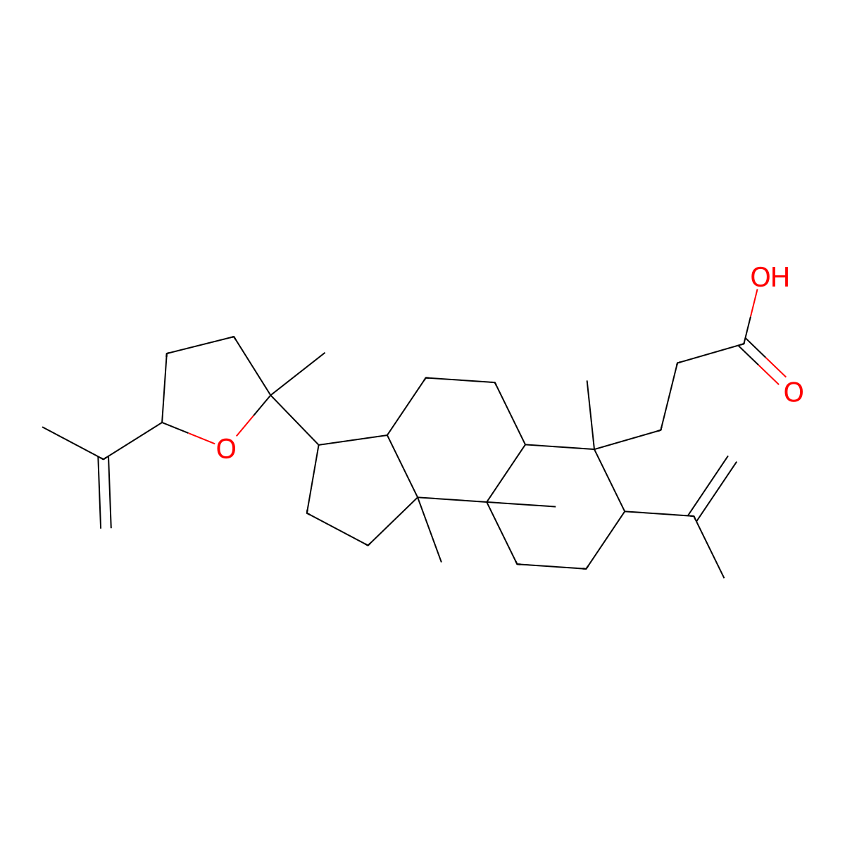 3-[6,9a,9b-Trimethyl-3-(2-methyl-5-prop-1-en-2-yloxolan-2-yl)-7-prop-1-en-2-yl-1,2,3,3a,4,5,5a,7,8,9-decahydrocyclopenta[a]naphthalen-6-yl]propanoic acid molecular structure, CAS 134476-74-7