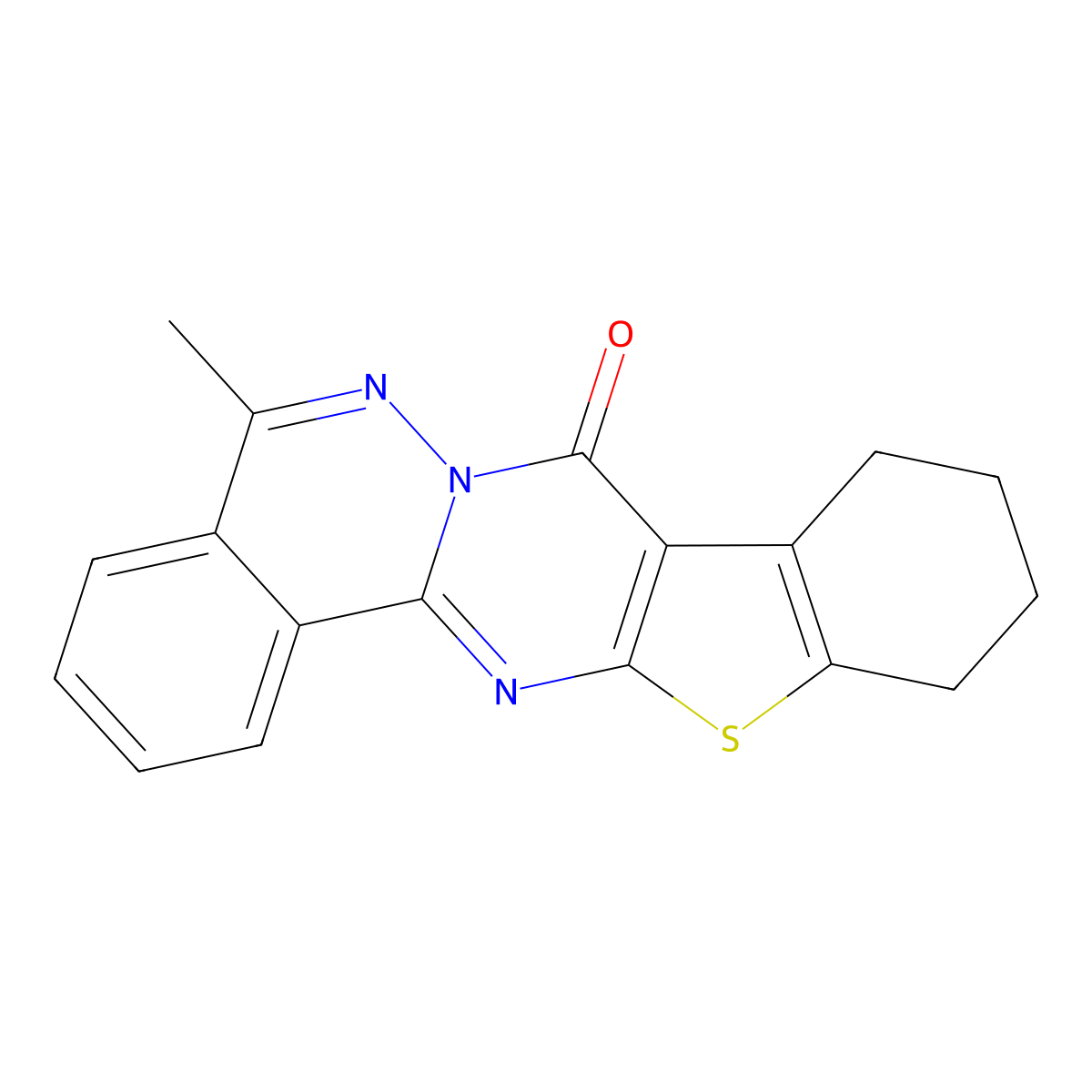5-methyl-9,10,11,12-tetrahydro-8H-benzo[4',5']thieno[2',3':4,5]pyrimido[2,1-a]phthalazin-8-one molecular structure, CAS 134478-40-3