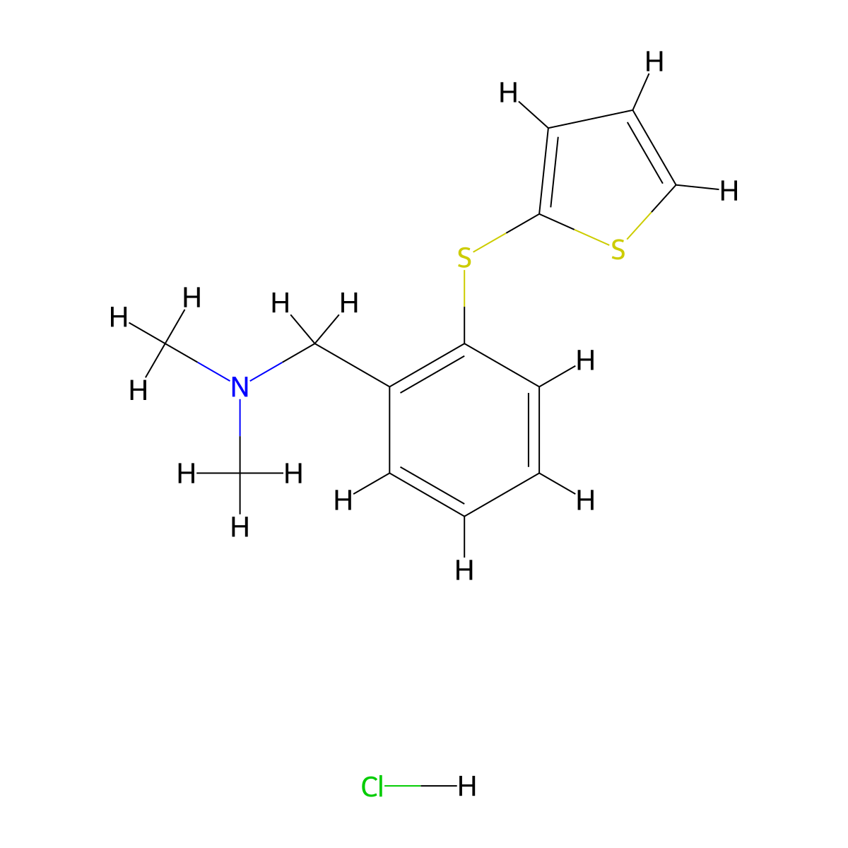 Benzenemethanamine, N,N-dimethyl-2-(2-thienylthio)-, hydrochloride molecular structure, CAS 134478-64-1