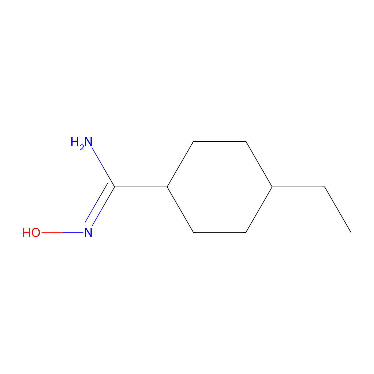 4-ethyl-N'-hydroxycyclohexane-1-carboximidamide molecular structure, CAS 1344797-50-7