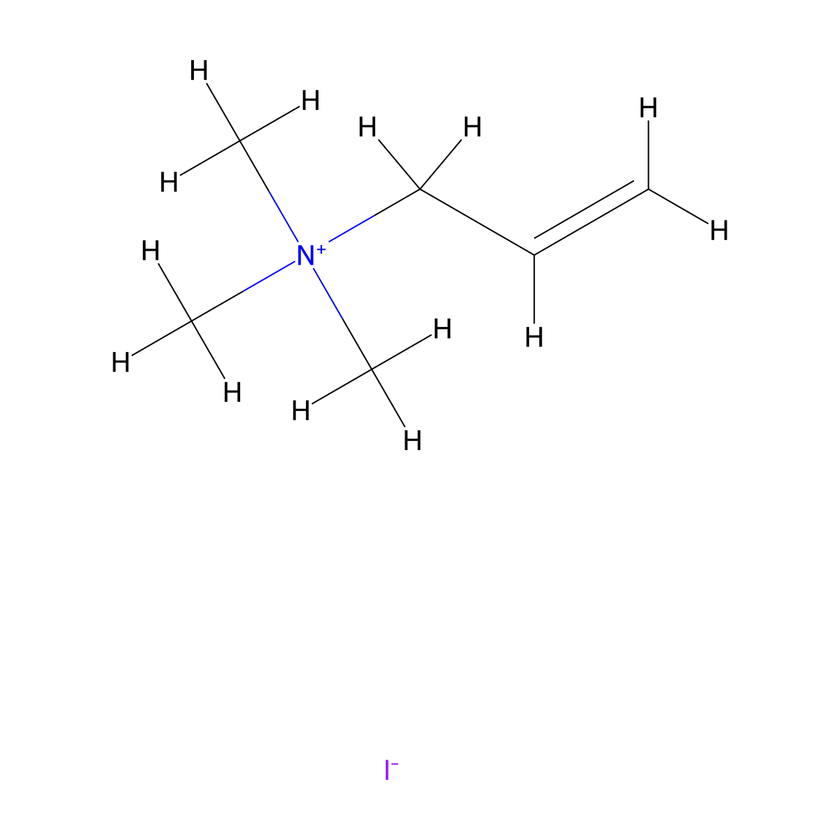 N,N,N-Trimethylprop-2-en-1-aminium iodide molecular structure, CAS 13448-30-1