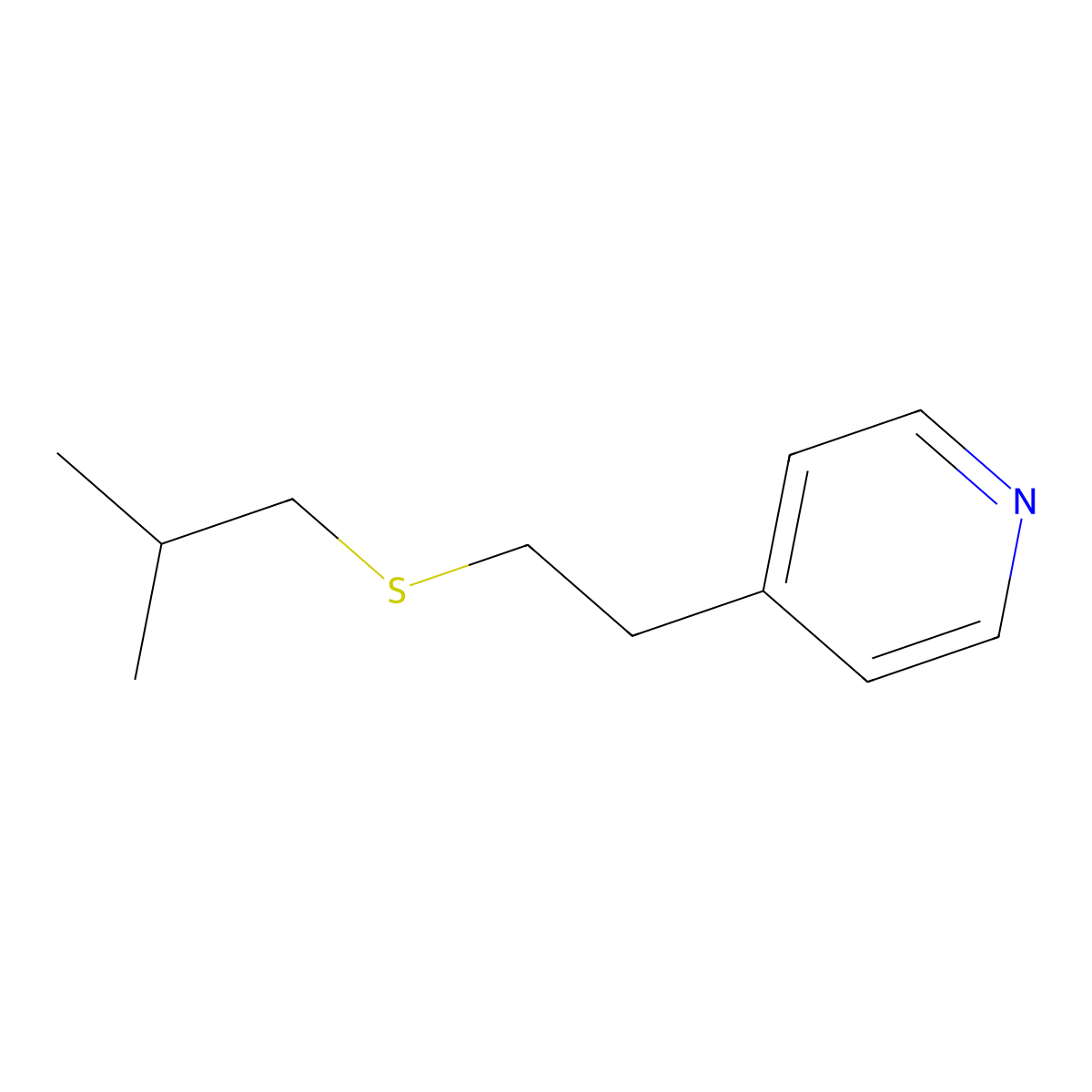 Pyridine, 4-(2-((2-methylpropyl)thio)ethyl)- molecular structure, CAS 134480-42-5