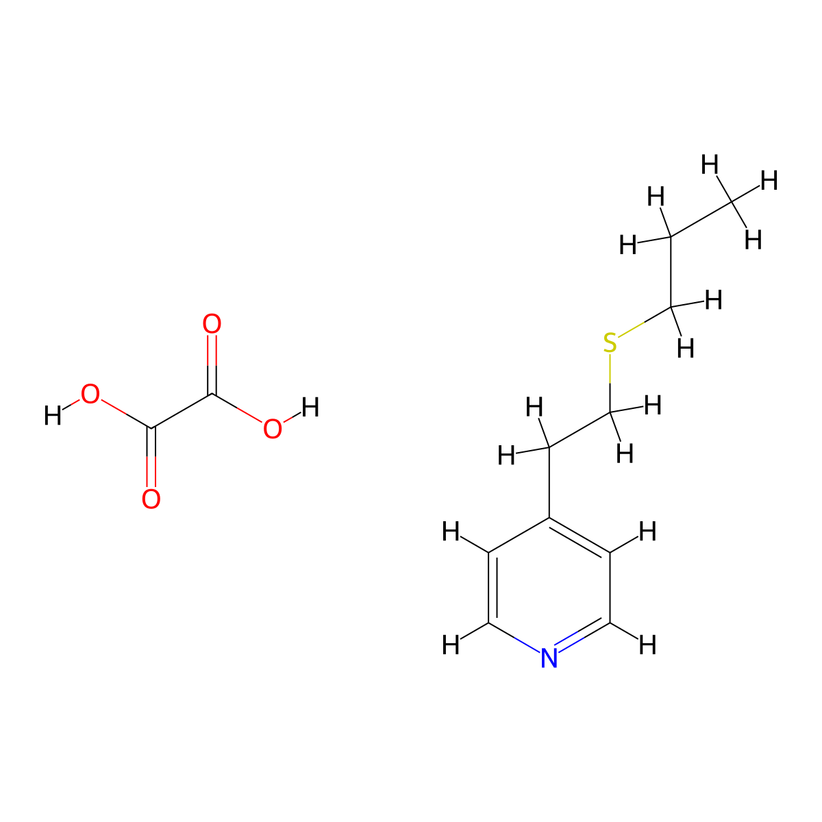 Pyridine, 4-(2-(propylthio)ethyl)-, ethanedioate (1:1) molecular structure, CAS 134480-49-2