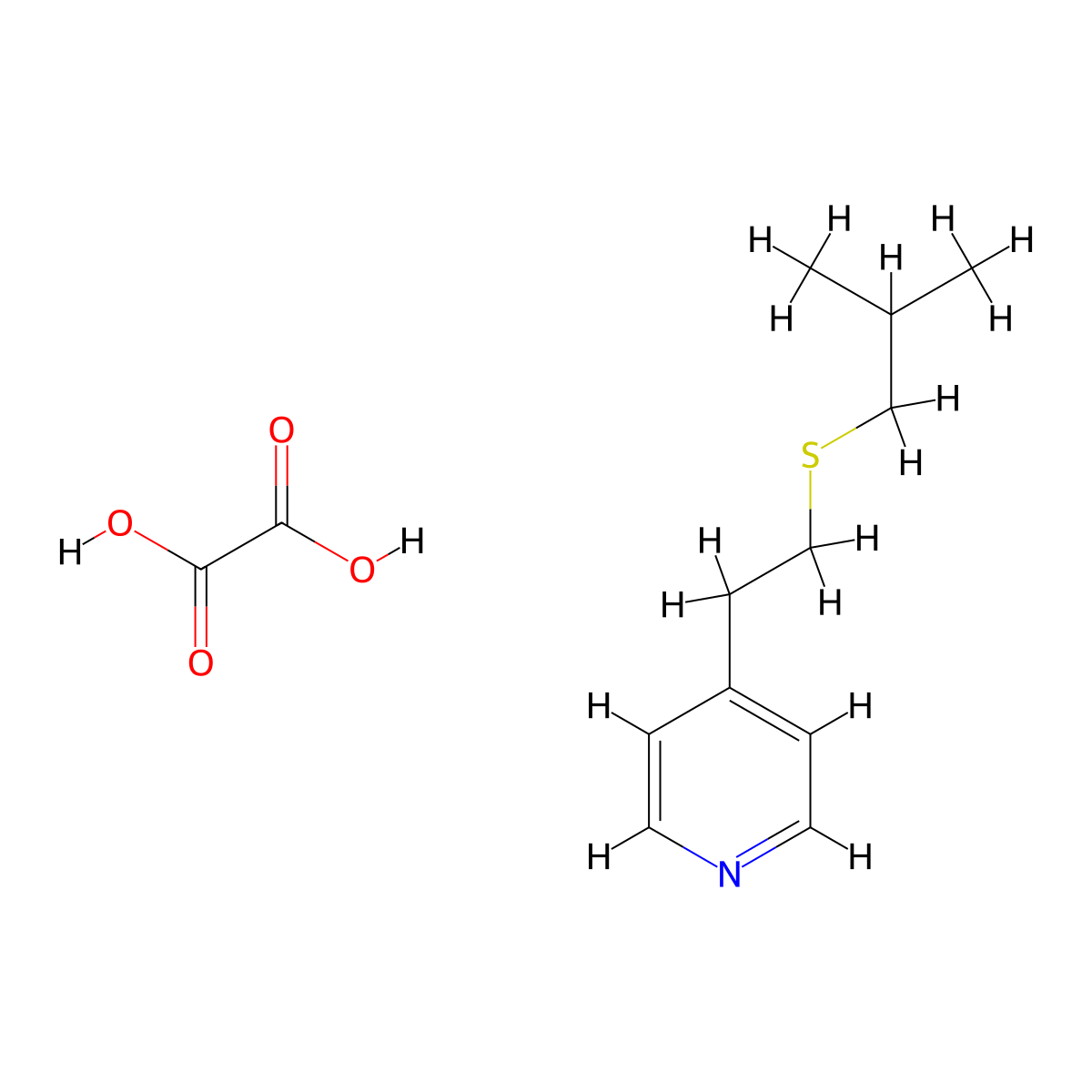 Pyridine, 4-(2-((2-methylpropyl)thio)ethyl)-, ethanedioate (1:1) molecular structure, CAS 134480-51-6