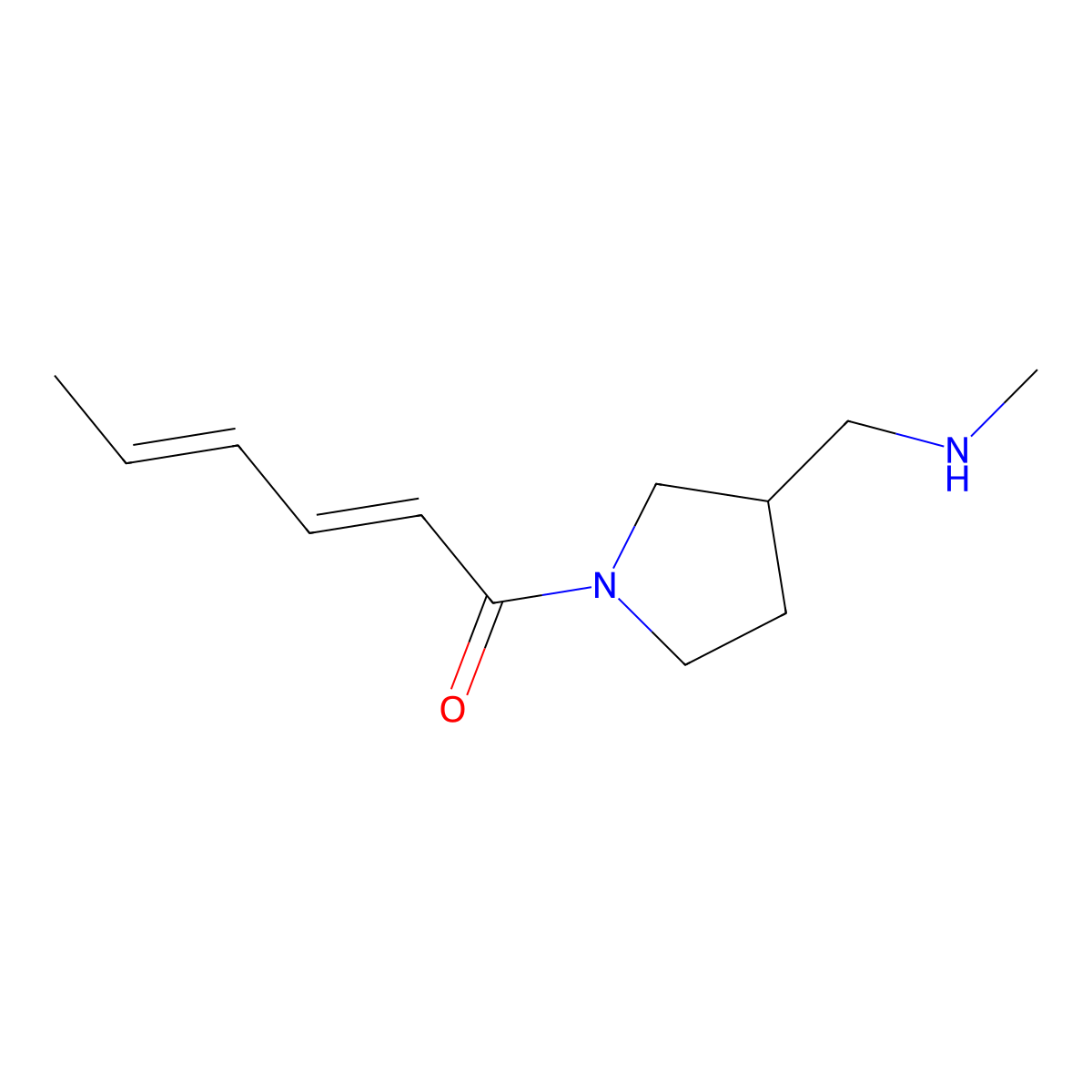 1-{3-[(Methylamino)methyl]pyrrolidin-1-yl}hexa-2,4-dien-1-one molecular structure, CAS 1344811-09-1