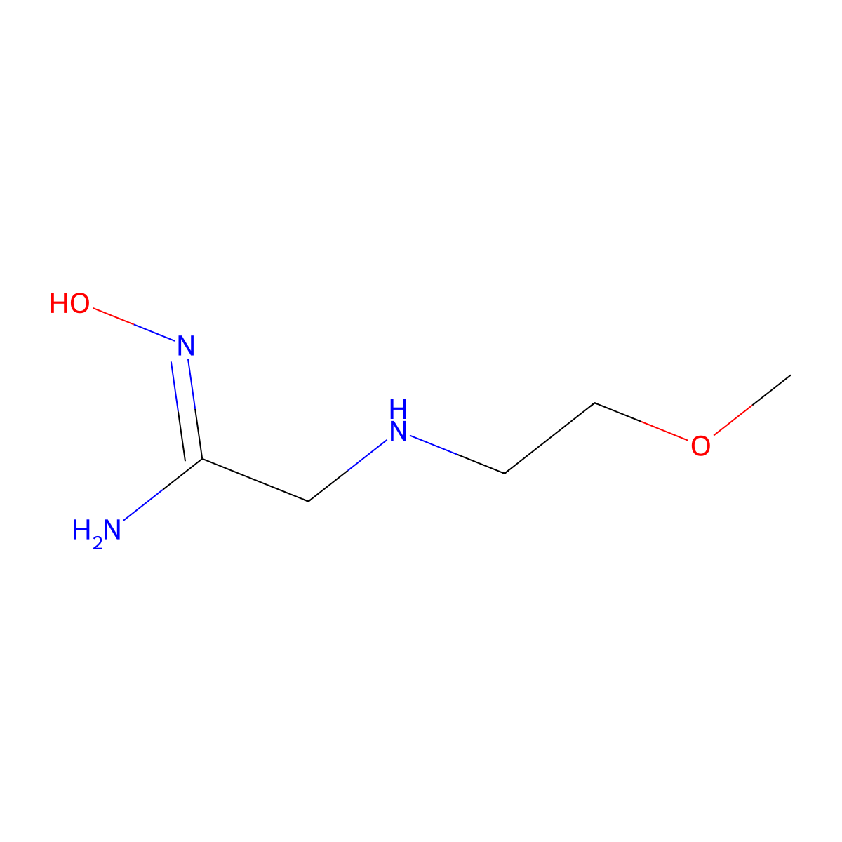 N-hydroxy-2-[(2-methoxyethyl)amino]ethanimidamide molecular structure, CAS 1344826-47-6