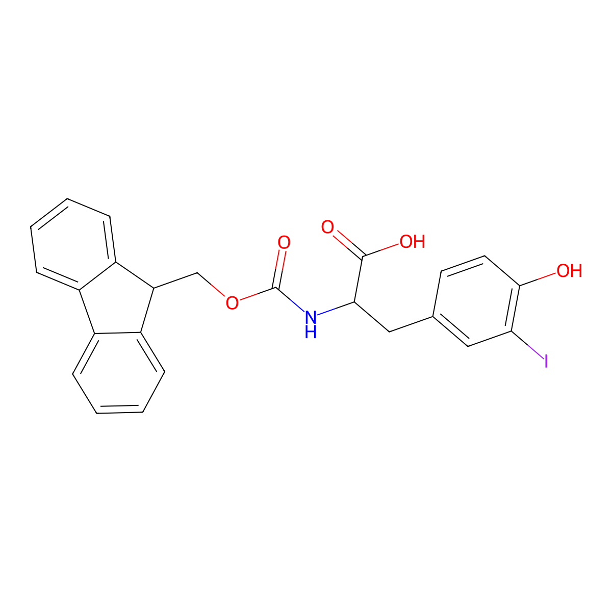Fmoc-3-iodo-L-tyrosine molecular structure, CAS 134486-00-3