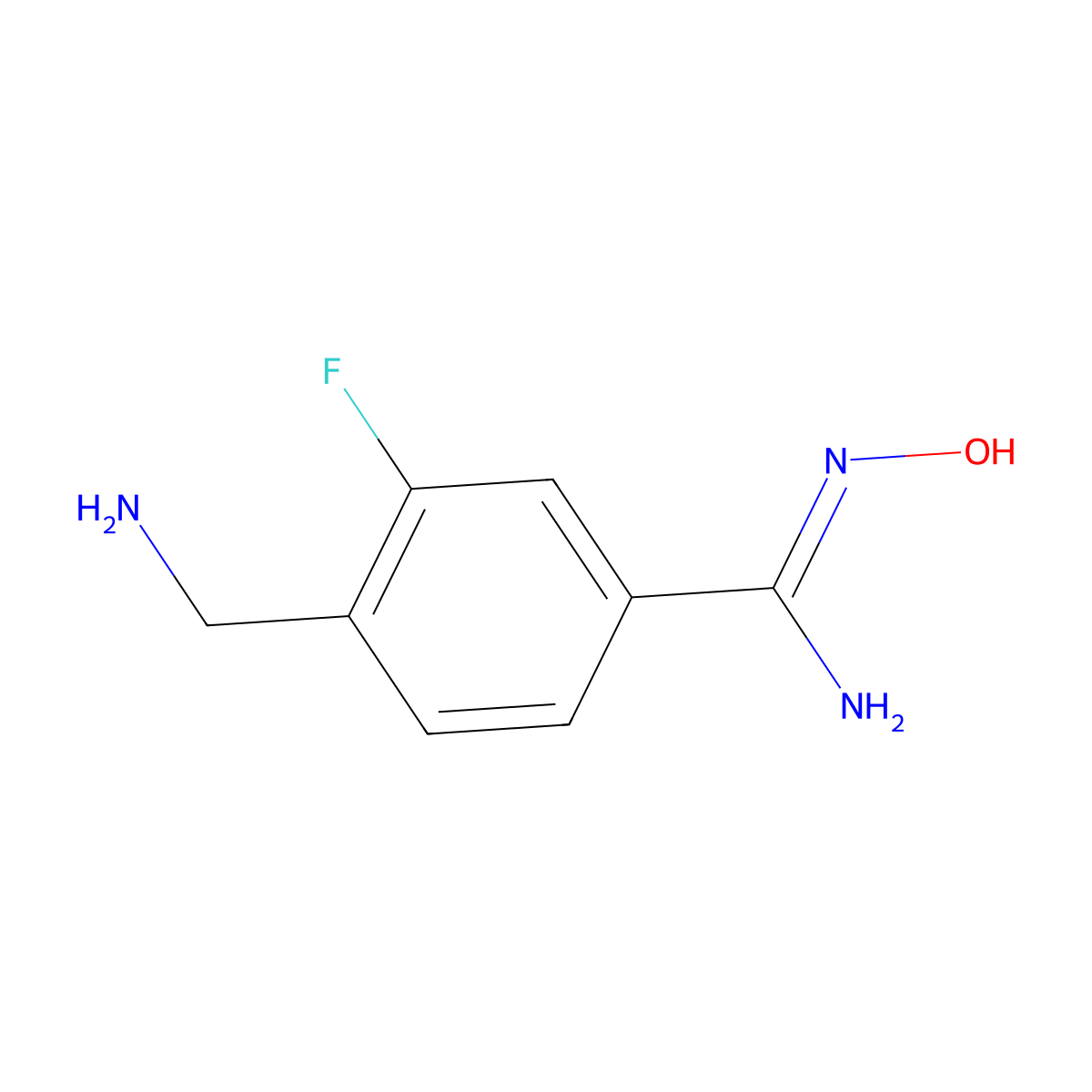 4-(Aminomethyl)-3-fluoro-N'-hydroxybenzene-1-carboximidamide molecular structure, CAS 1344871-10-8