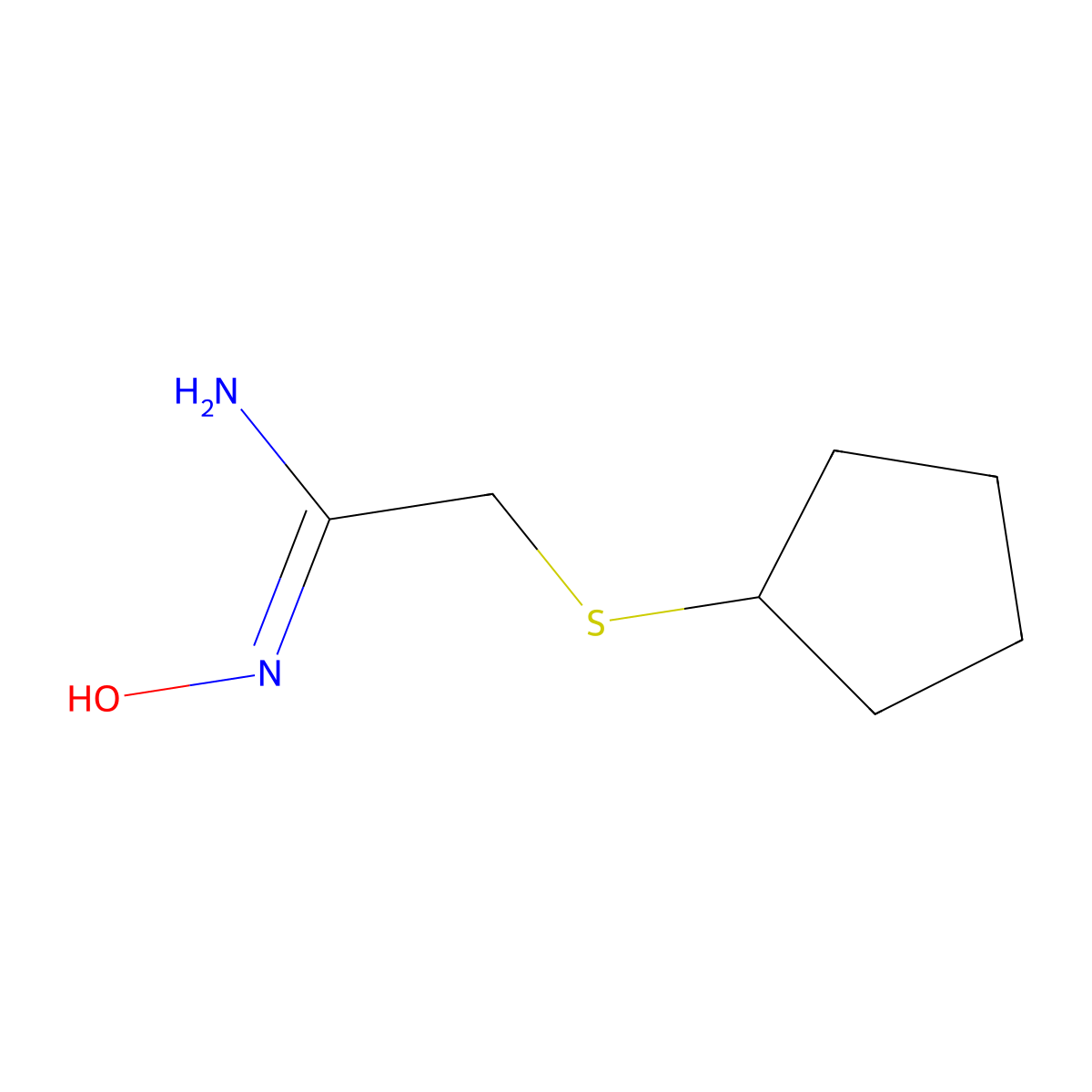 2-(cyclopentylsulfanyl)-N'-hydroxyethanimidamide molecular structure, CAS 1344876-60-3