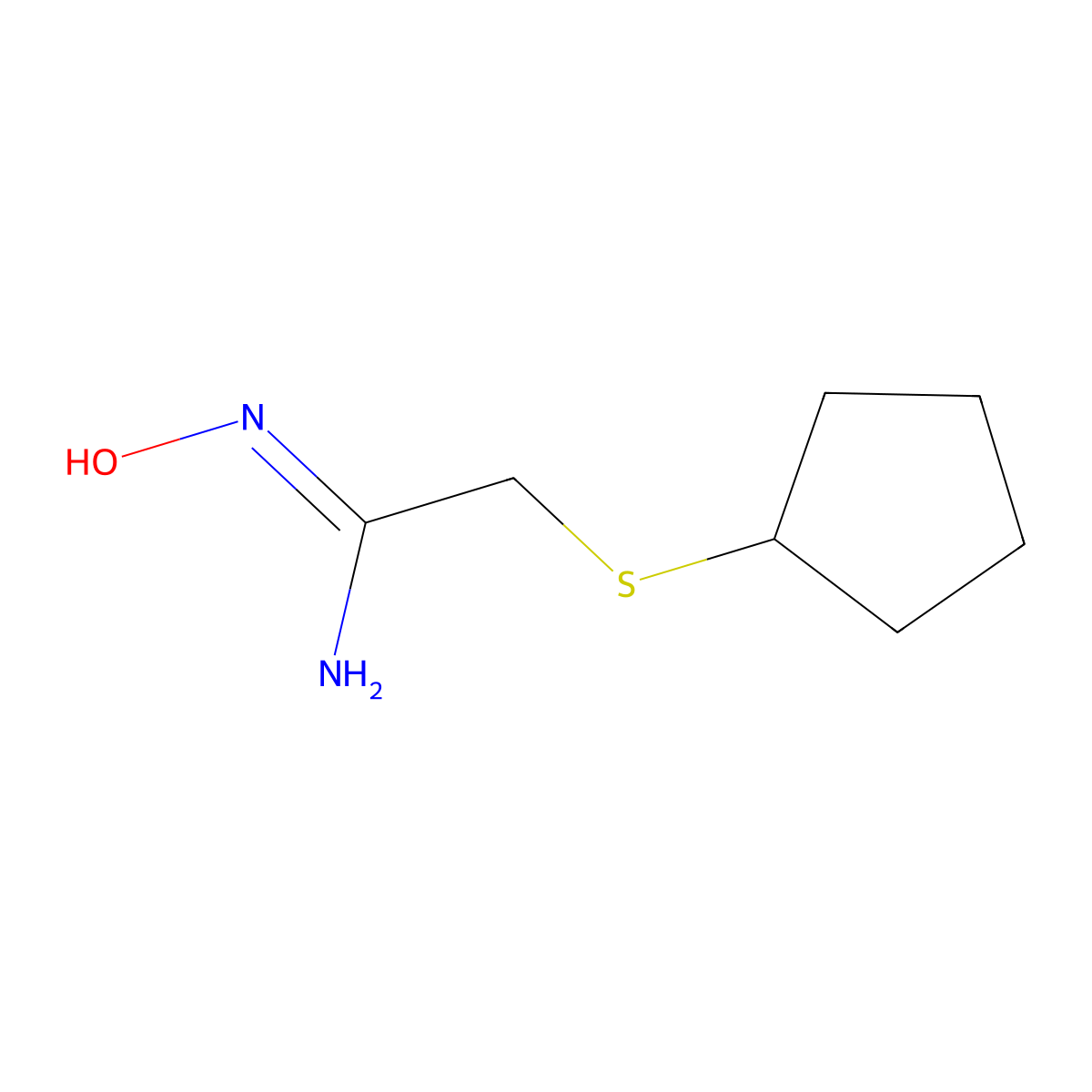2-(cyclopentylsulfanyl)-N'-hydroxyethanimidamide molecular structure, CAS 1344876-60-3