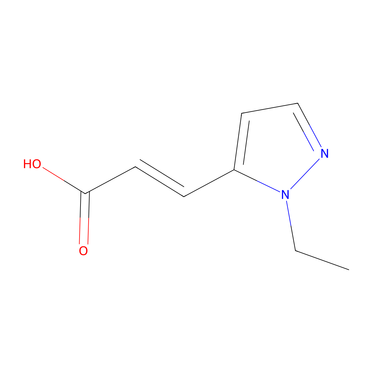 3-(2-Ethylpyrazol-3-yl)prop-2-enoic acid molecular structure, CAS 1344885-02-4