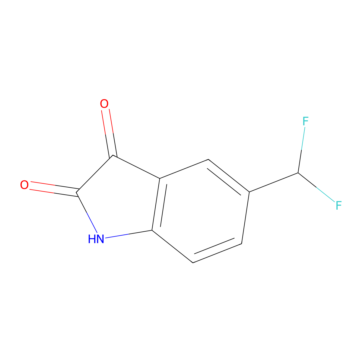 5-(Difluoromethyl)indoline-2,3-dione molecular structure, CAS 1344890-69-2