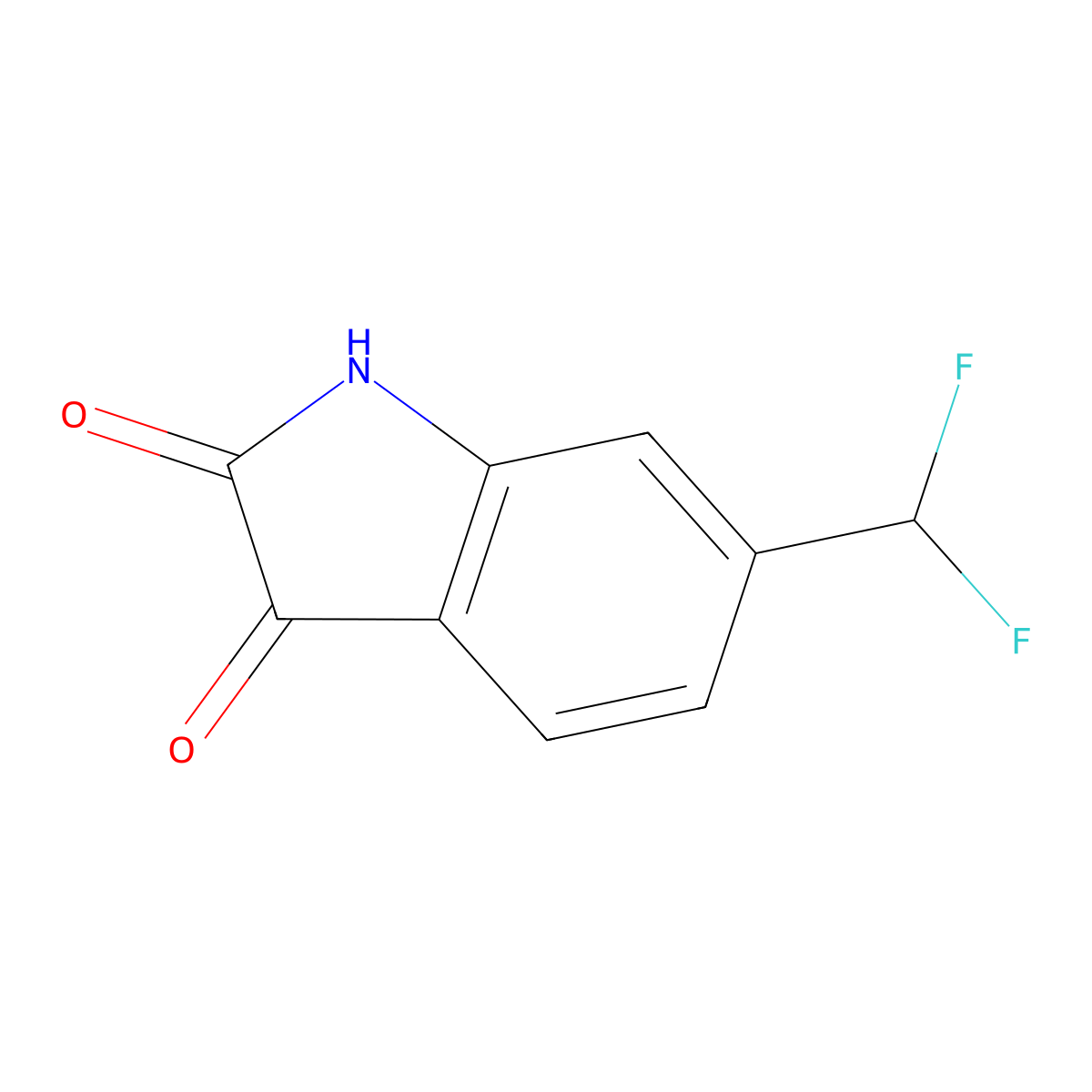 6-(Difluoromethyl)indoline-2,3-dione molecular structure, CAS 1344904-59-1