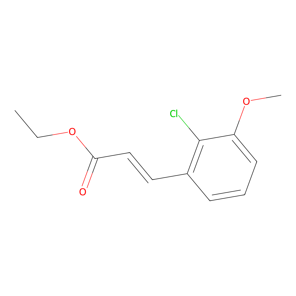 Ethyl 3-(2-chloro-3-methoxyphenyl)-2-propenoate molecular structure, CAS 1344906-17-7