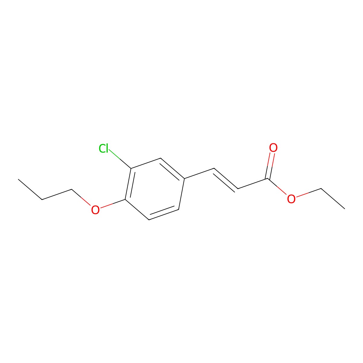 Ethyl 3-(3-chloro-4-propoxyphenyl)-2-propenoate molecular structure, CAS 1344906-24-6