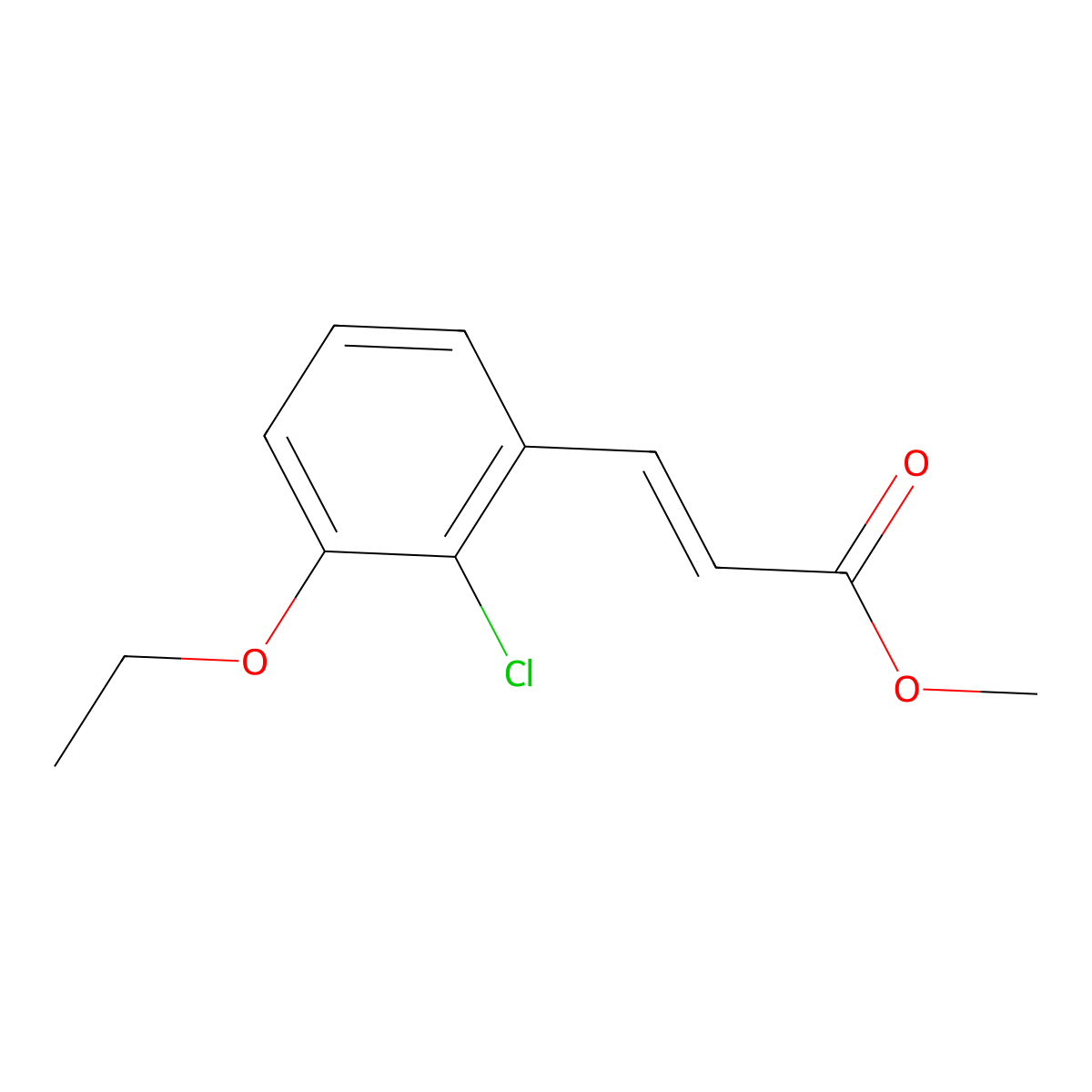 Methyl 3-(2-chloro-3-ethoxyphenyl)-2-propenoate molecular structure, CAS 1344906-31-5