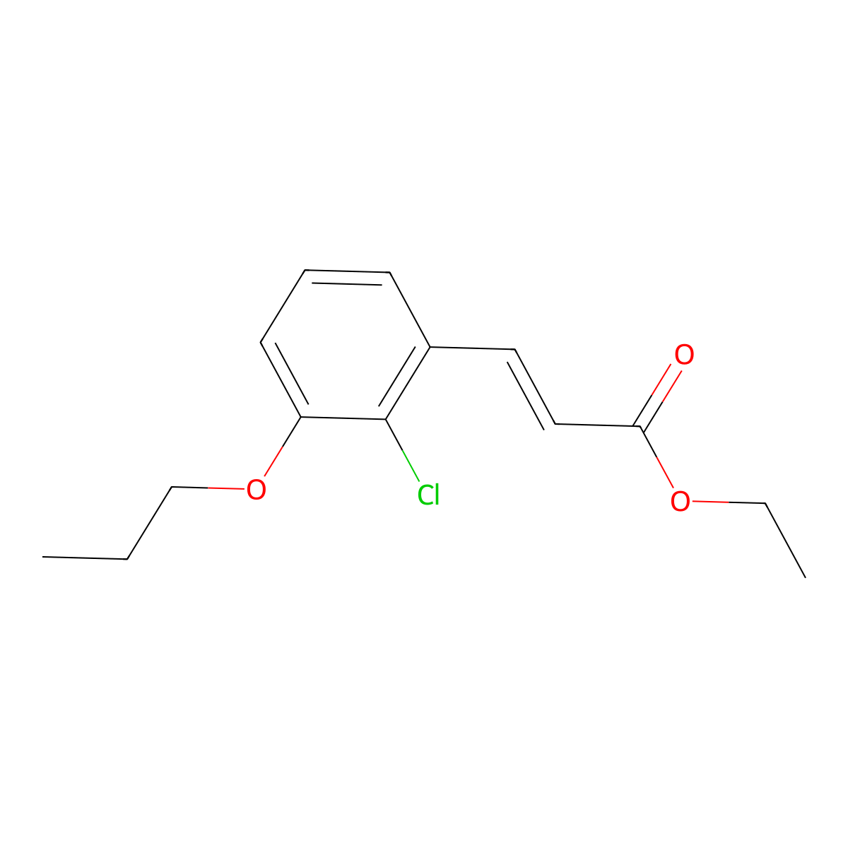 Ethyl 3-(2-chloro-3-propoxyphenyl)-2-propenoate molecular structure, CAS 1344906-40-6