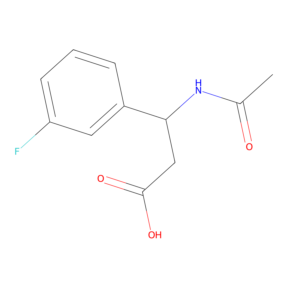 (3R)-3-acetamido-3-(3-fluorophenyl)propanoic acid molecular structure, CAS 1344907-49-8