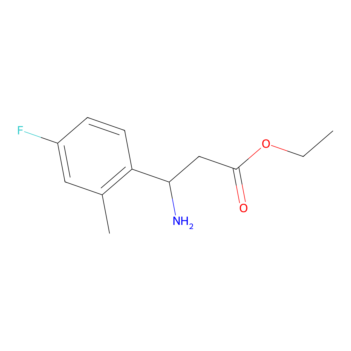 Ethyl (S)-3-amino-3-(4-fluoro-2-methylphenyl)propanoate molecular structure, CAS 1344908-80-0