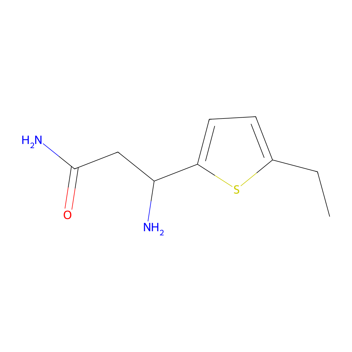 (S)-3-Amino-3-(5-ethylthiophen-2-yl)propanamide molecular structure, CAS 1344909-68-7