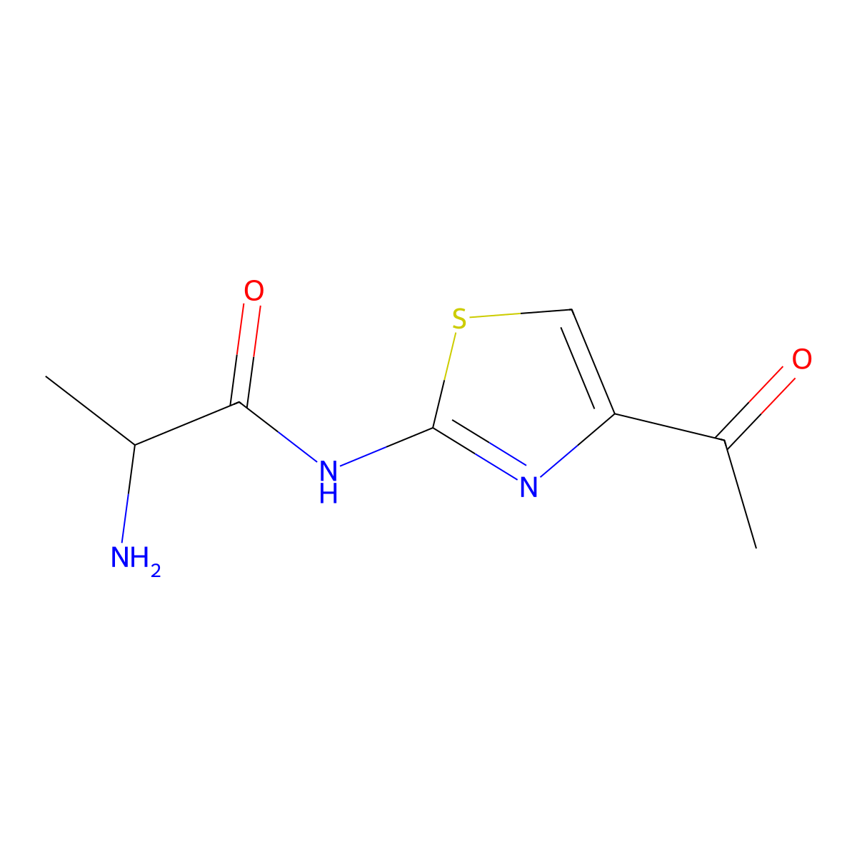 (2R)-N-(4-acetyl-1,3-thiazol-2-yl)-2-aminopropanamide molecular structure, CAS 1344915-09-8