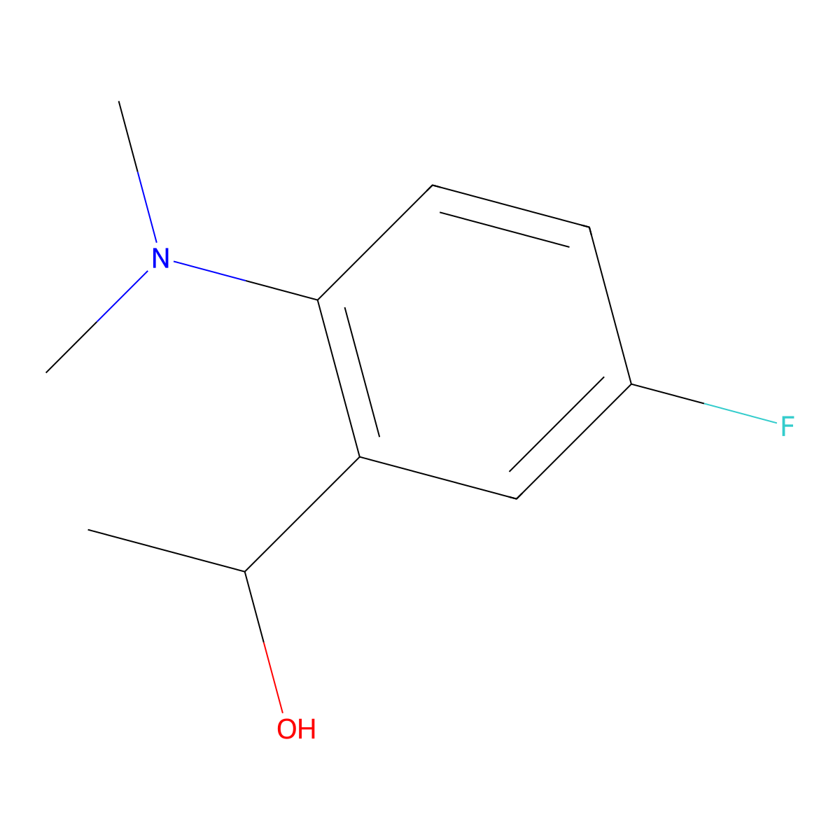 (R)-1-(2-(Dimethylamino)-5-fluorophenyl)ethan-1-ol molecular structure, CAS 1344918-56-4
