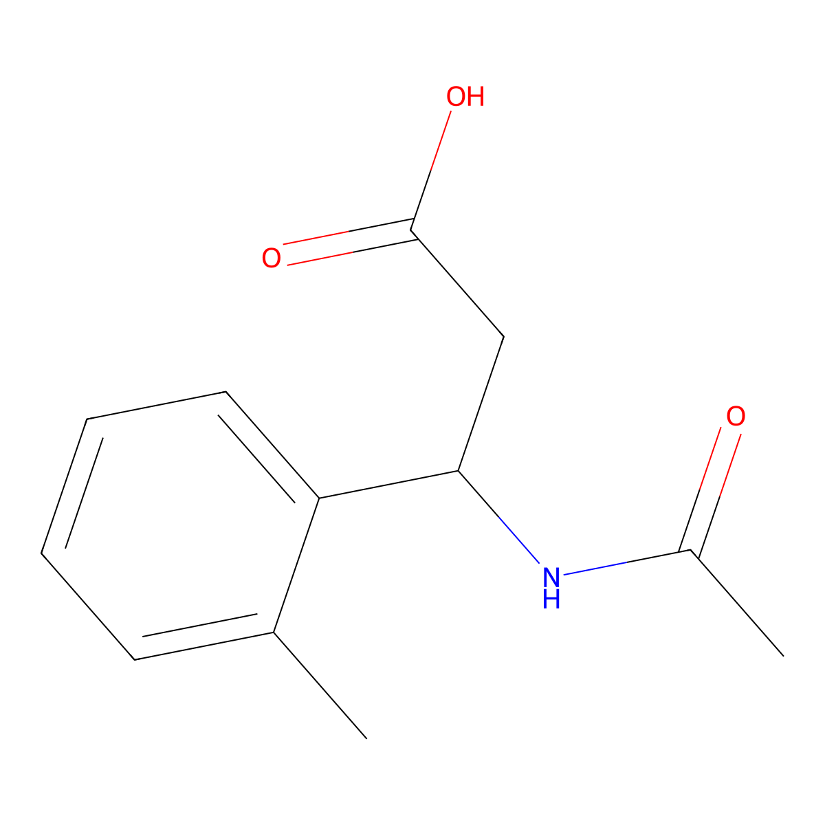 (3S)-3-acetamido-3-(2-methylphenyl)propanoic acid molecular structure, CAS 1344918-79-1
