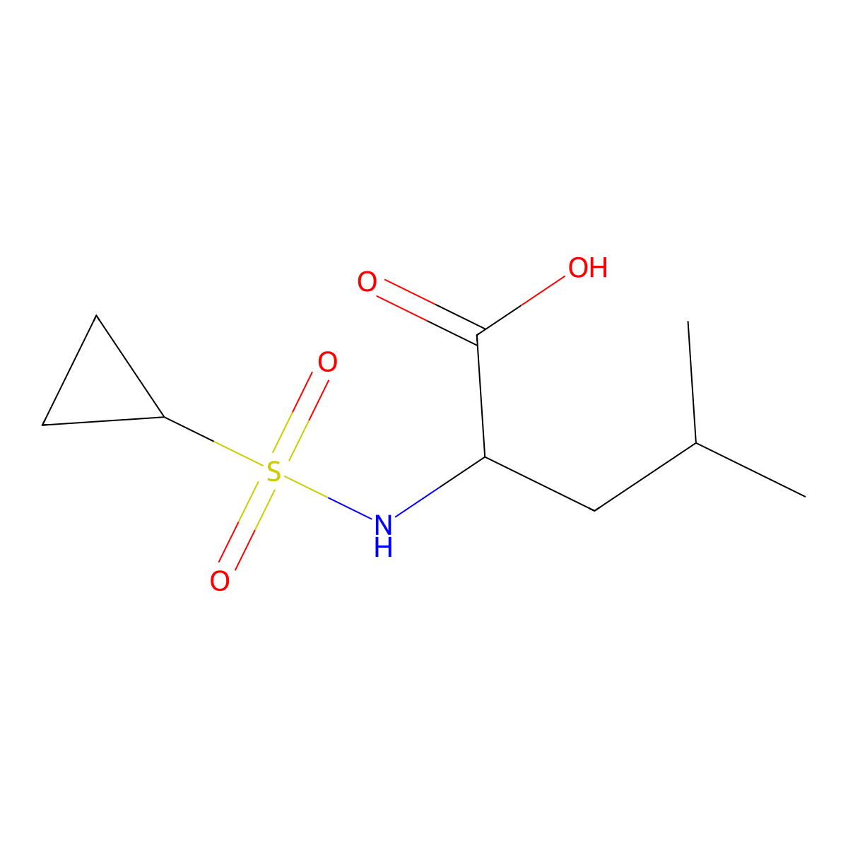 (2S)-2-cyclopropanesulfonamido-4-methylpentanoic acid molecular structure, CAS 1344923-84-7
