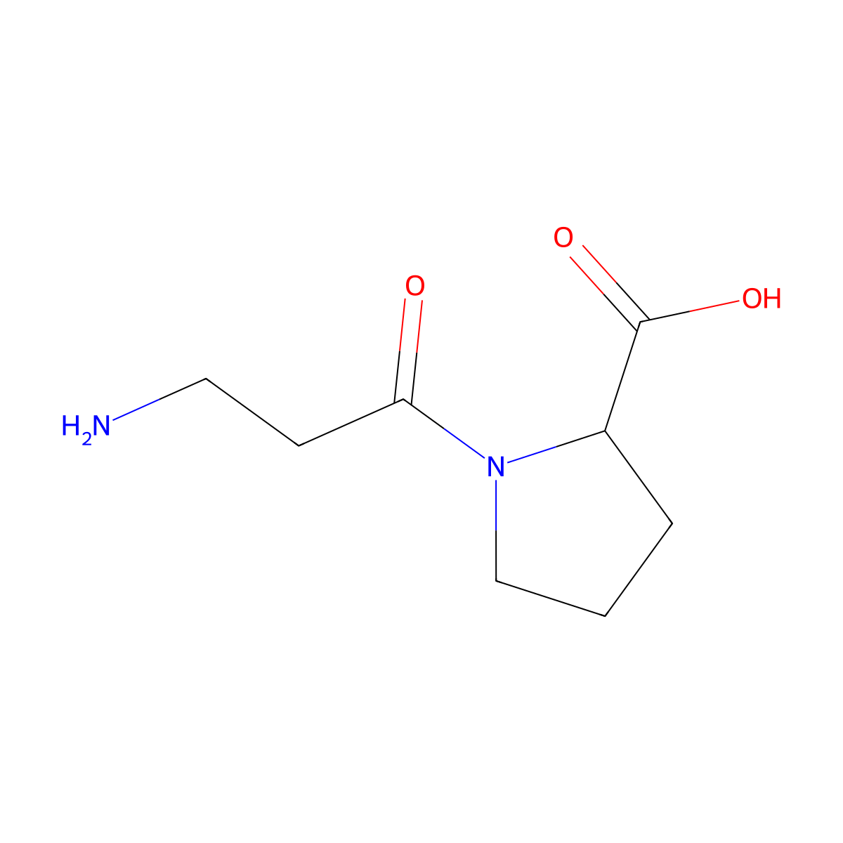 (2R)-1-(3-aminopropanoyl)pyrrolidine-2-carboxylic acid molecular structure, CAS 1344927-01-0