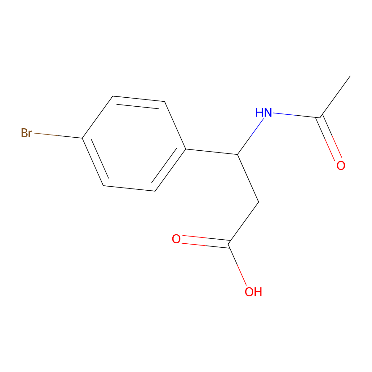 (3R)-3-(4-bromophenyl)-3-acetamidopropanoic acid molecular structure, CAS 1344930-64-8