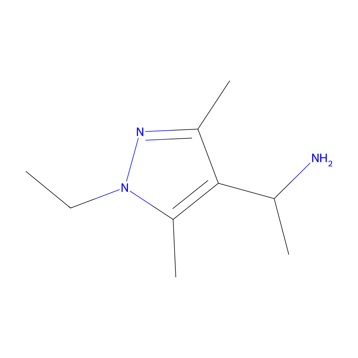 (1S)-1-(1-ethyl-3,5-dimethyl-1H-pyrazol-4-yl)ethan-1-amine molecular structure, CAS 1344934-08-2