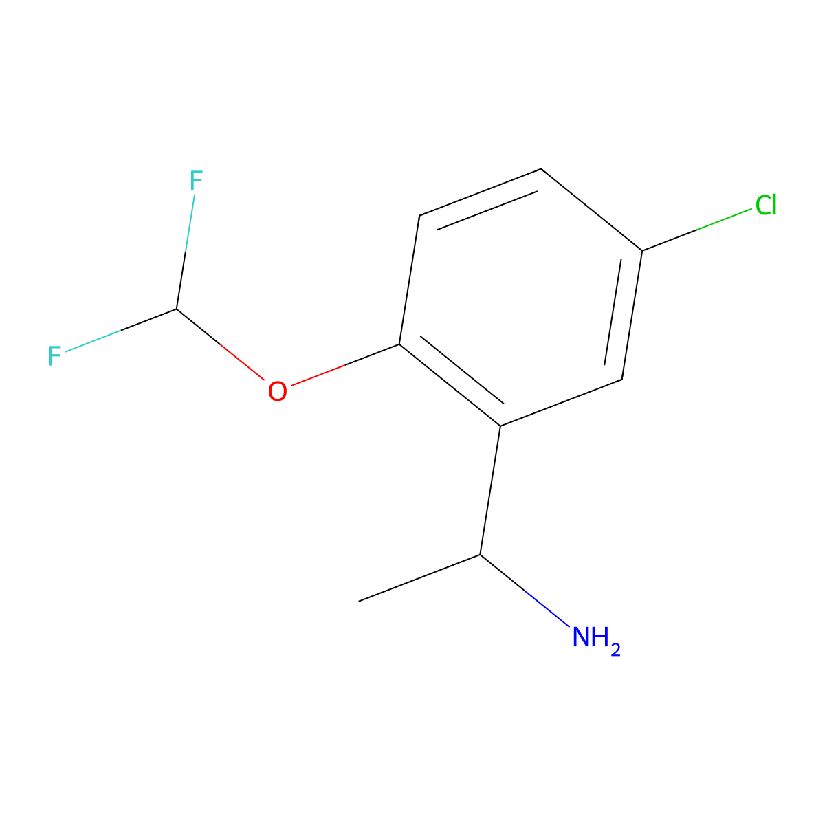 (1R)-1-[5-chloro-2-(difluoromethoxy)phenyl]ethan-1-amine molecular structure, CAS 1344934-50-4
