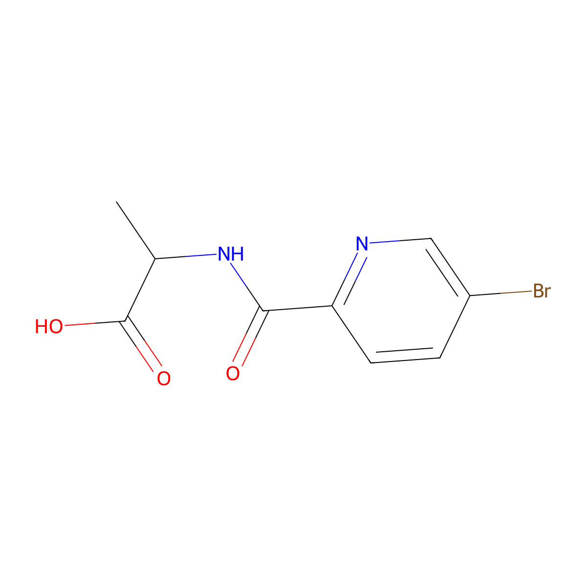 (2R)-2-[(5-bromopyridin-2-yl)formamido]propanoic acid molecular structure, CAS 1344934-61-7