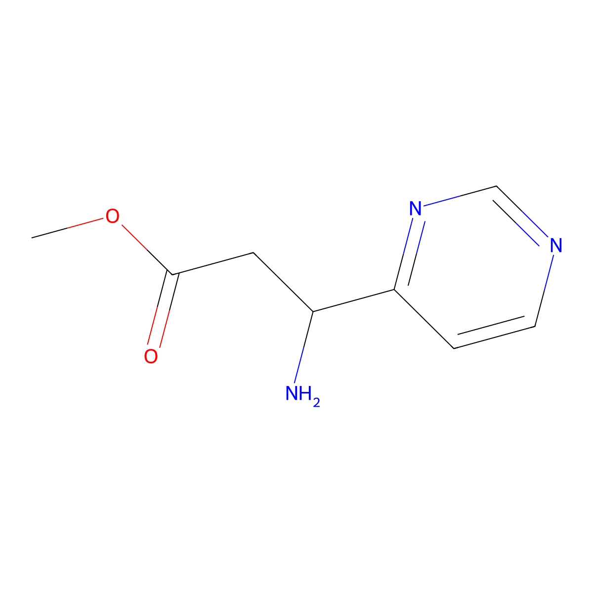 Methyl (s)-3-amino-3-(pyrimidin-4-yl)propanoate molecular structure, CAS 1344938-08-4