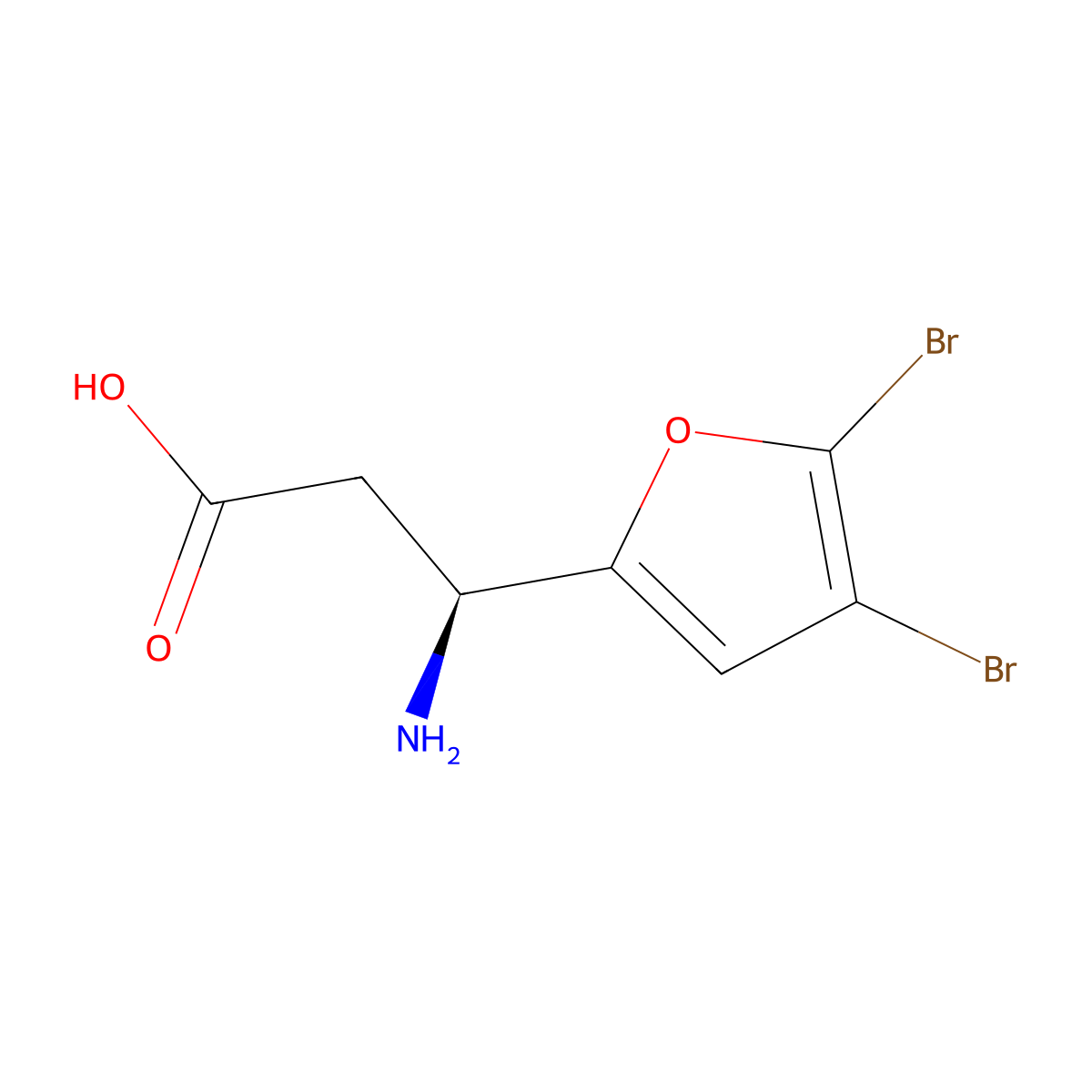 (3S)-3-amino-3-(4,5-dibromofuran-2-yl)propanoic acid molecular structure, CAS 1344945-10-3