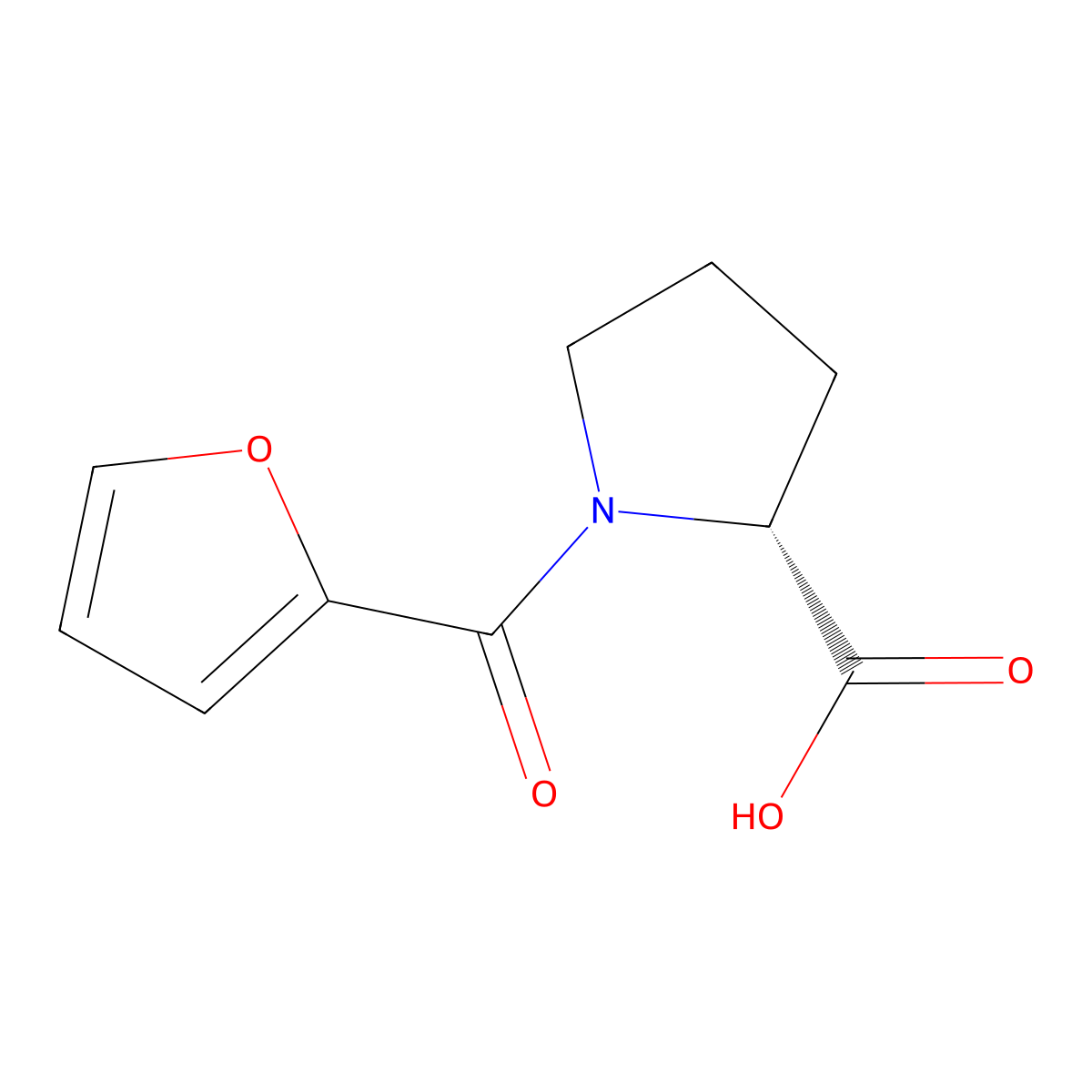 (2R)-1-(furan-2-carbonyl)pyrrolidine-2-carboxylic acid molecular structure, CAS 1344951-37-6