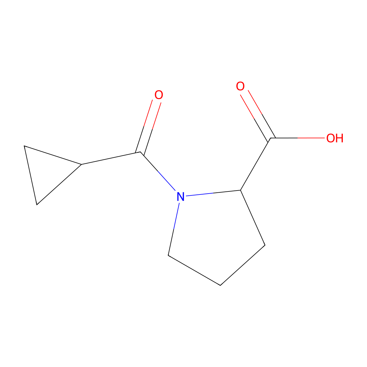 1-Cyclopropanecarbonylpyrrolidine-2-carboxylic acid molecular structure, CAS 1344953-31-6