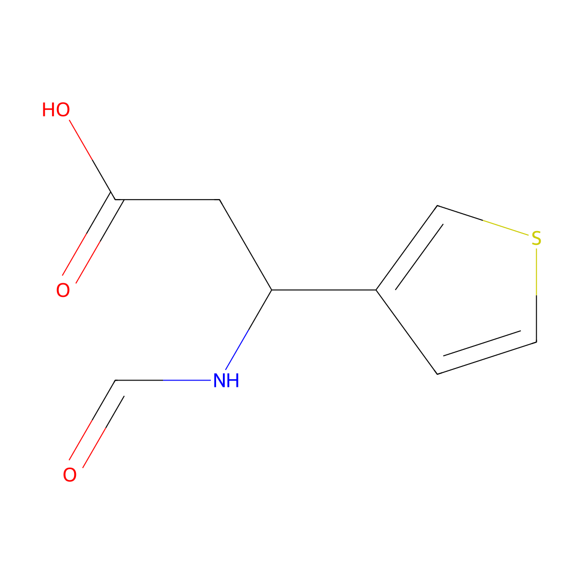 (r)-3-Formamido-3-(thiophen-3-yl)propanoic acid molecular structure, CAS 1344954-76-2