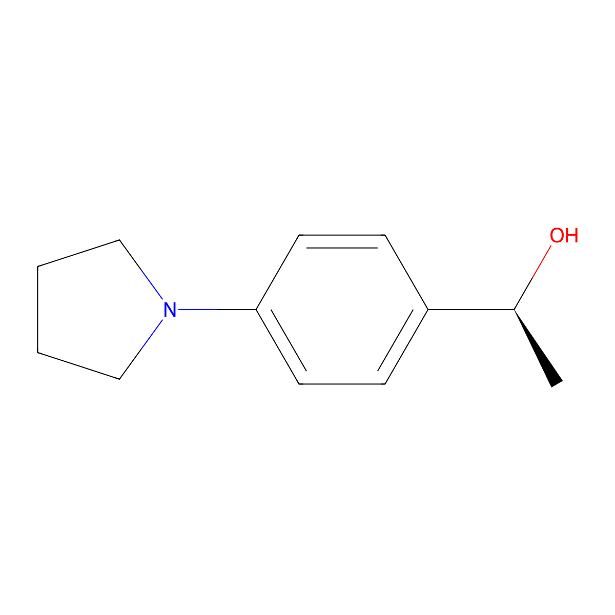 (S)-1-(4-(Pyrrolidin-1-yl)phenyl)ethan-1-ol molecular structure, CAS 1344955-20-9