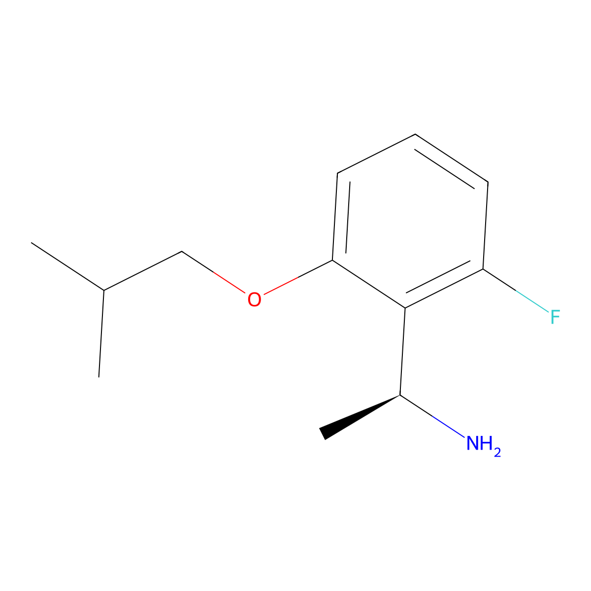 (S)-1-(2-Fluoro-6-isobutoxyphenyl)ethan-1-amine molecular structure, CAS 1344956-23-5