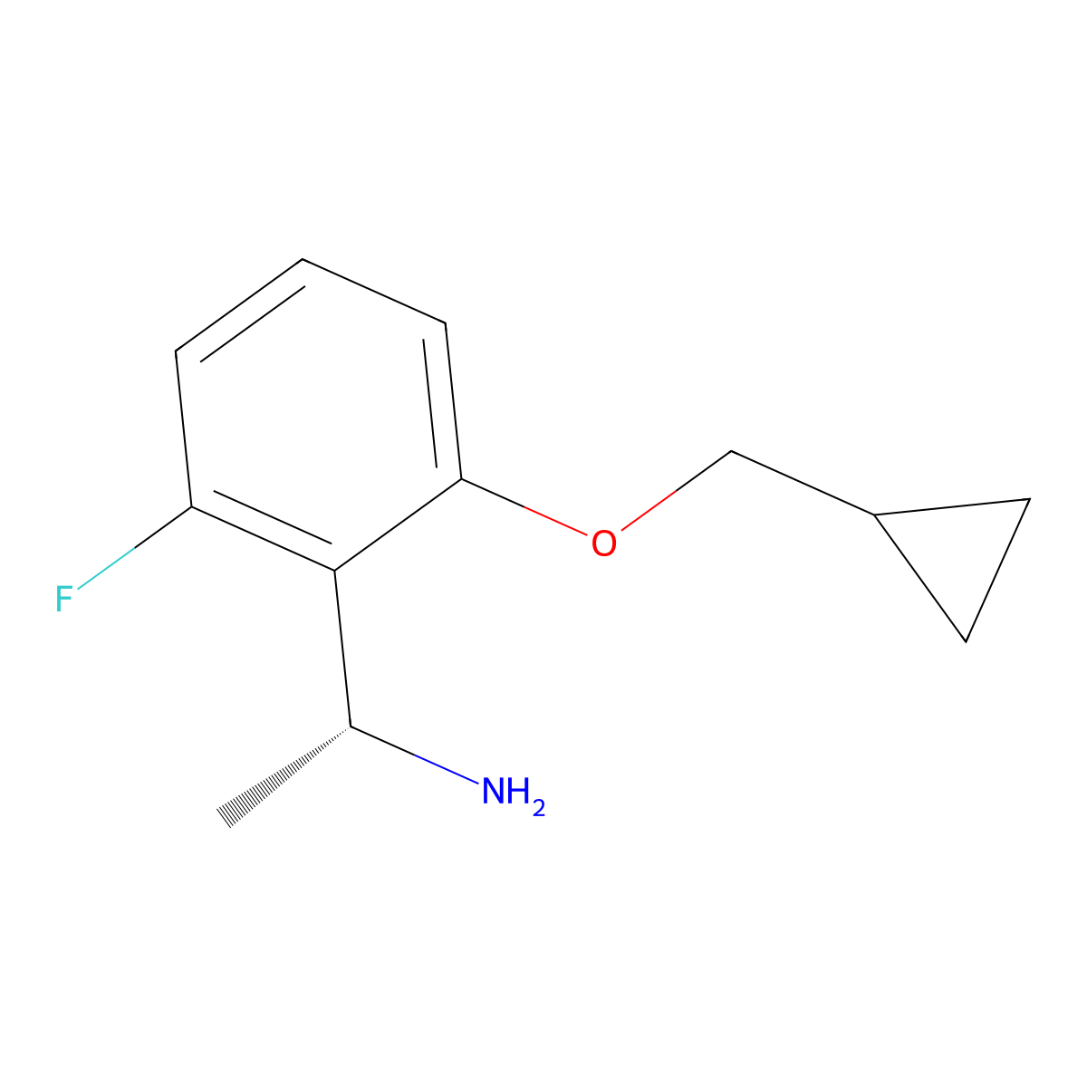 (R)-1-(2-(Cyclopropylmethoxy)-6-fluorophenyl)ethan-1-amine molecular structure, CAS 1344958-14-0